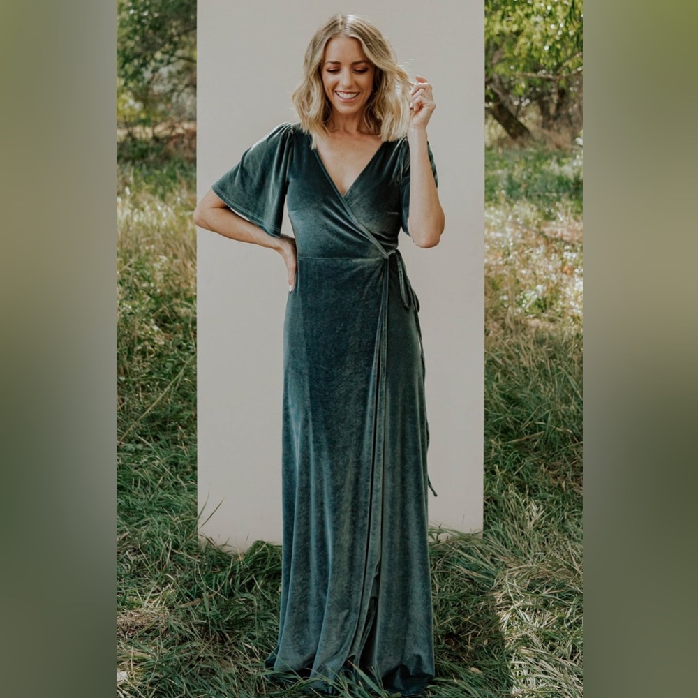 Meghan Velvet Wrap Maxi Dress in Eucalyptus - XXL